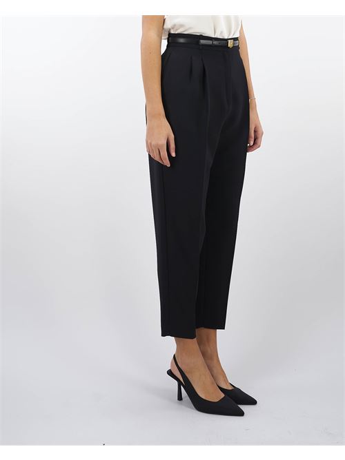 Crepe trousers with belt and embroidery Elisabetta Franchi ELISABETTA FRANCHI | Pants | PA02846E2110